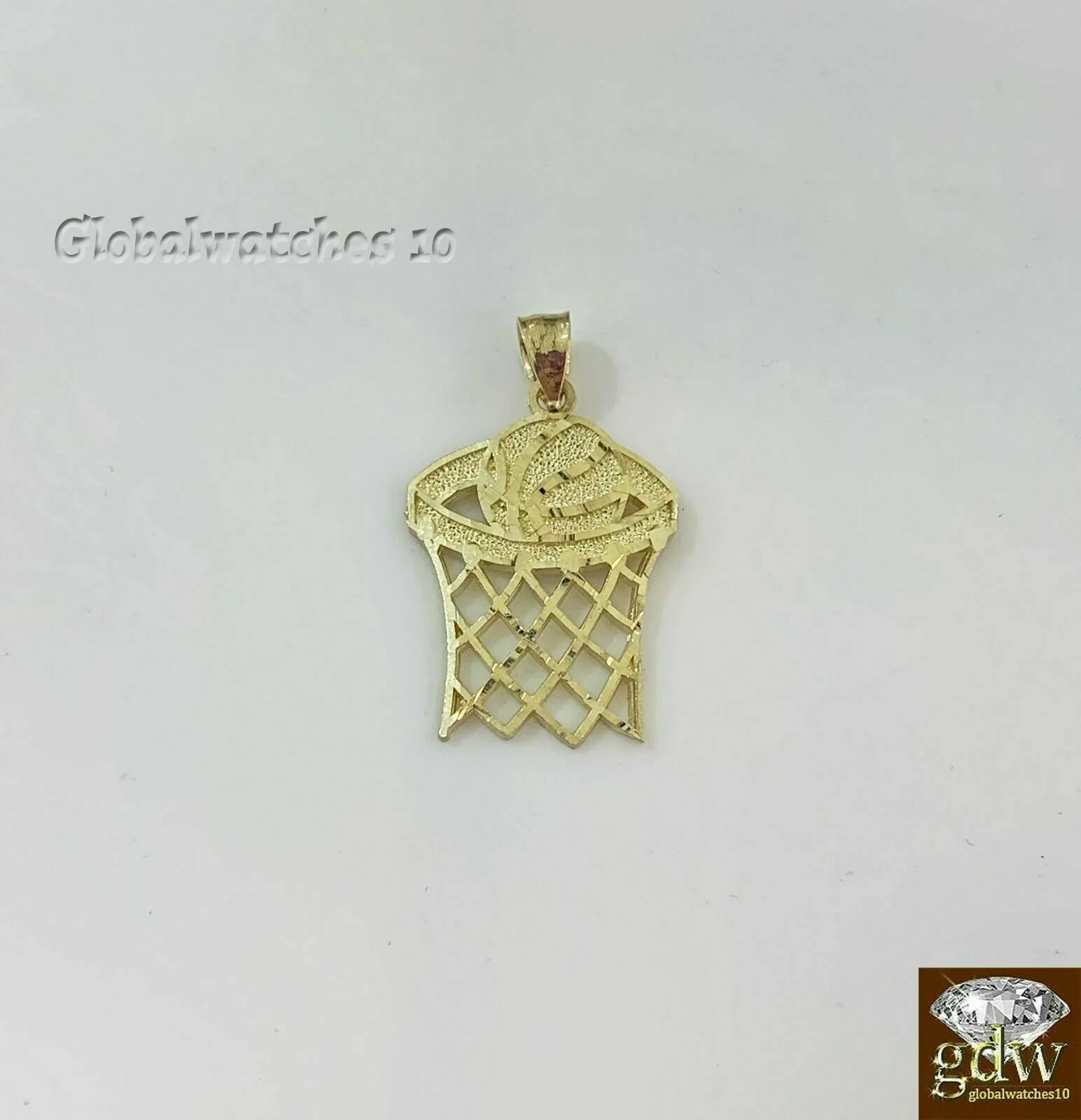 10k Gold Basketball Court Pendant with Franco Chain 20" 22" 24" Inch Real