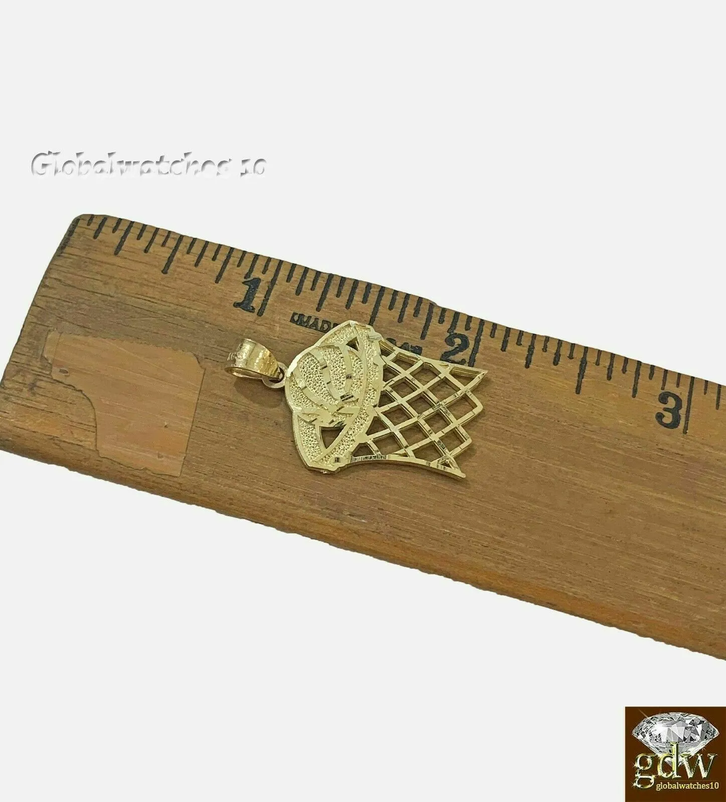10k Gold Basketball Court Pendant with Franco Chain 20" 22" 24" Inch Real