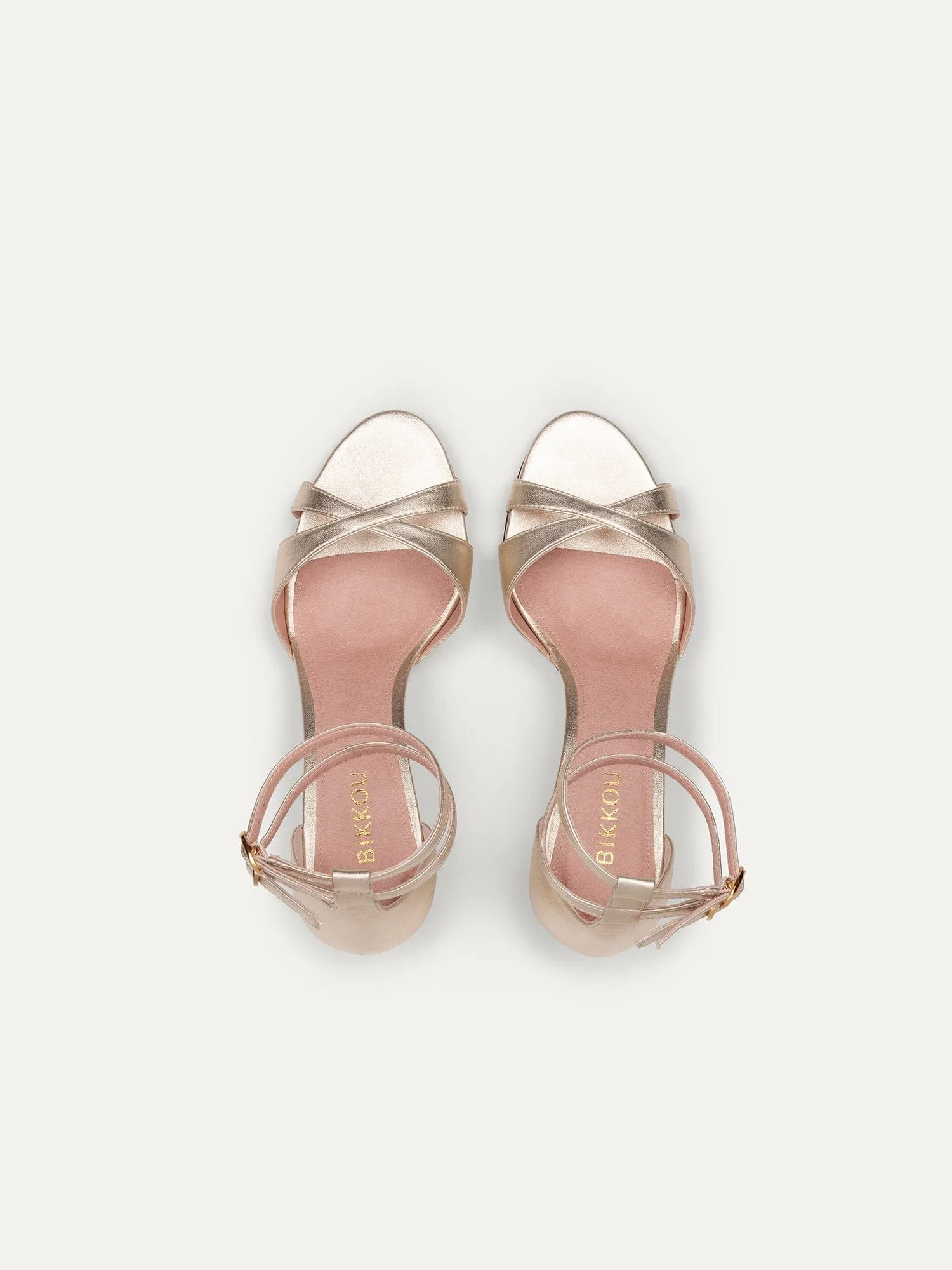 12:30pm Summer Lunch Vegan Strappy Heels | Light Gold