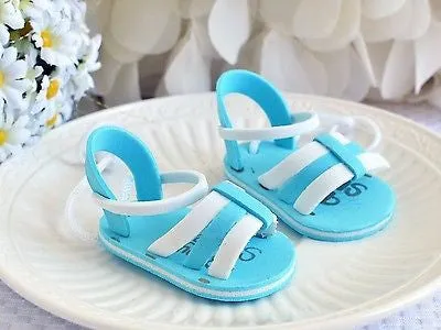2 Baby Shower Blue Mini Sandals EVA Boy Shoes 2.5" Beach baby 1 pair