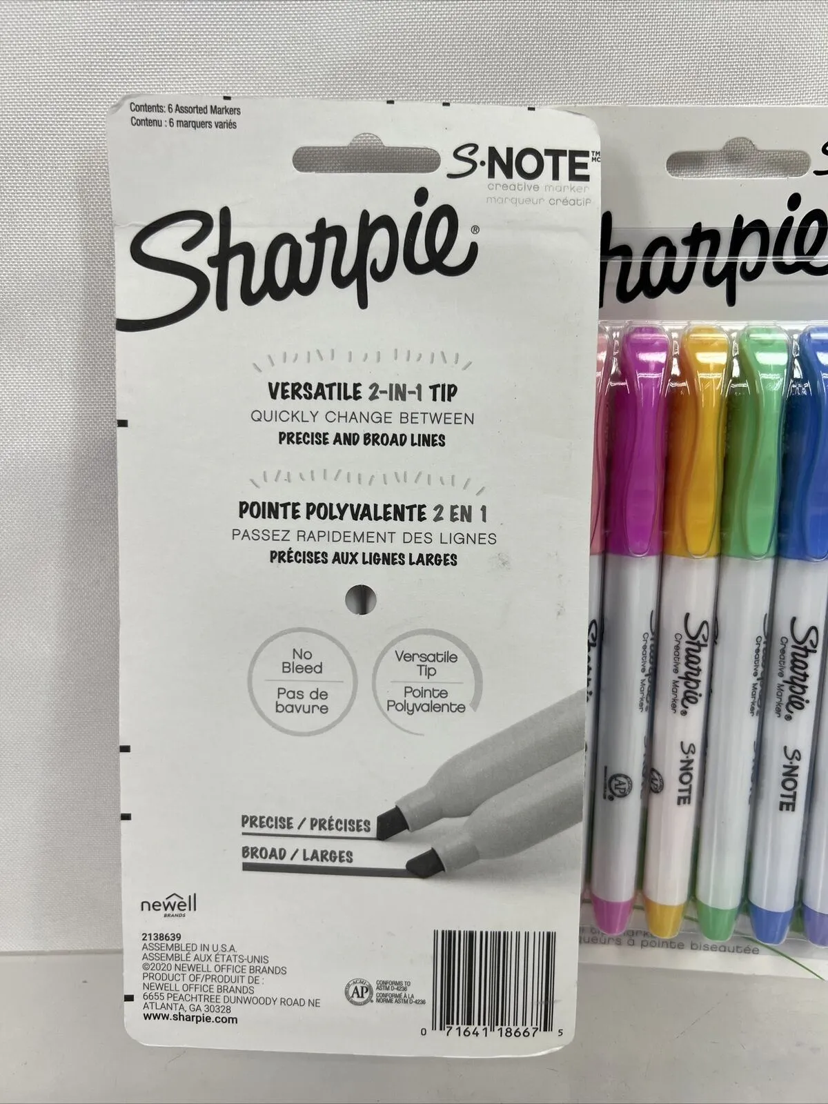 (2) Sharpie S•note 6 Ct Creative Marker Precise Broad Lines Versatile 2-in-1 Tip