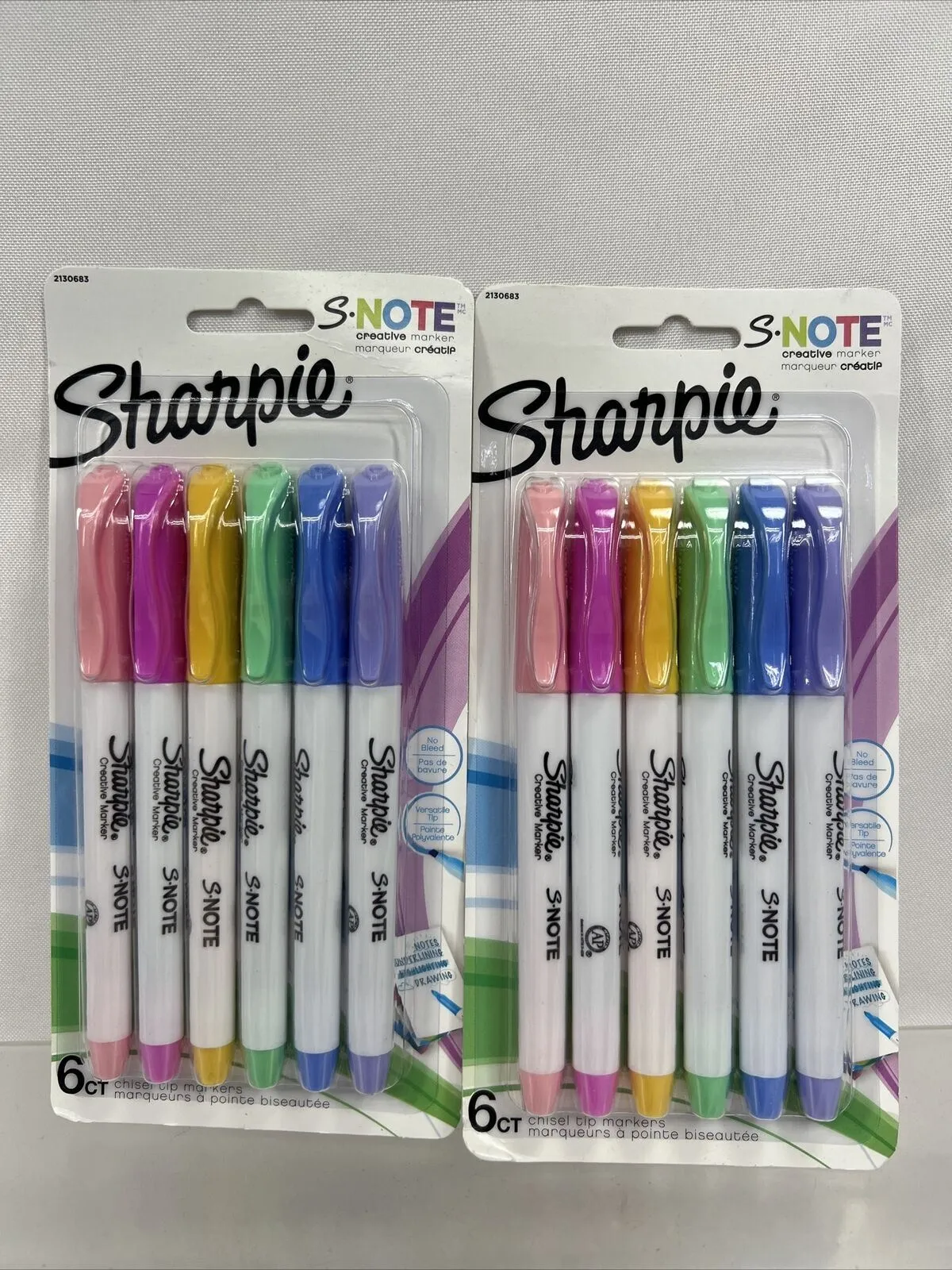 (2) Sharpie S•note 6 Ct Creative Marker Precise Broad Lines Versatile 2-in-1 Tip