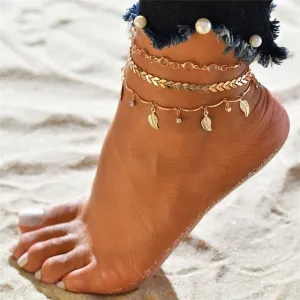 3pcs/set Anklets for Women Foot Accessories