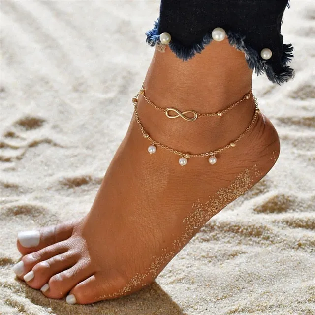 3pcs/set Anklets for Women Foot Accessories