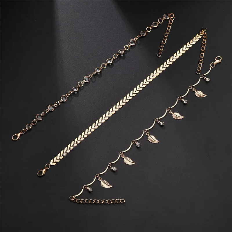 3pcs/set Anklets for Women Foot Accessories