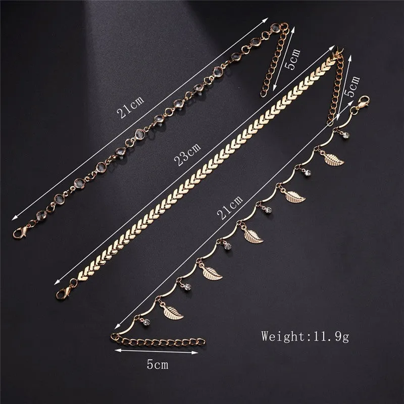 3pcs/set Anklets for Women Foot Accessories