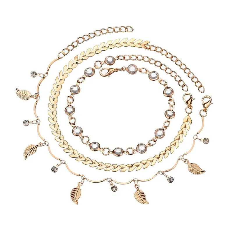 3pcs/set Anklets for Women Foot Accessories