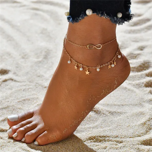 3pcs/set Anklets for Women Foot Accessories