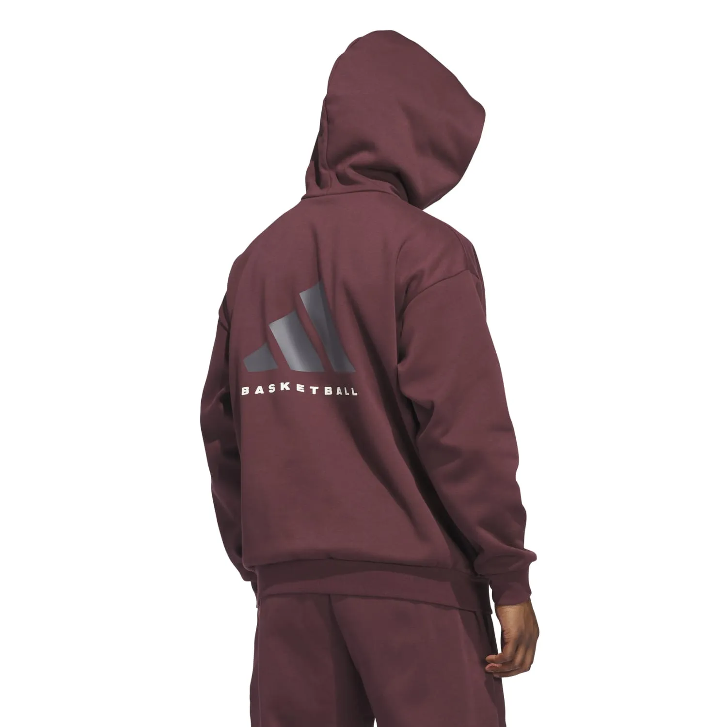 Adidas Unisex Basketball Fleece Hoodie Aurora Ruby JD6145