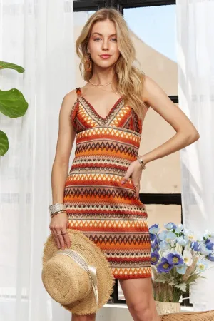 ADORA Contrast Striped V-Neck Mini Dress S-L