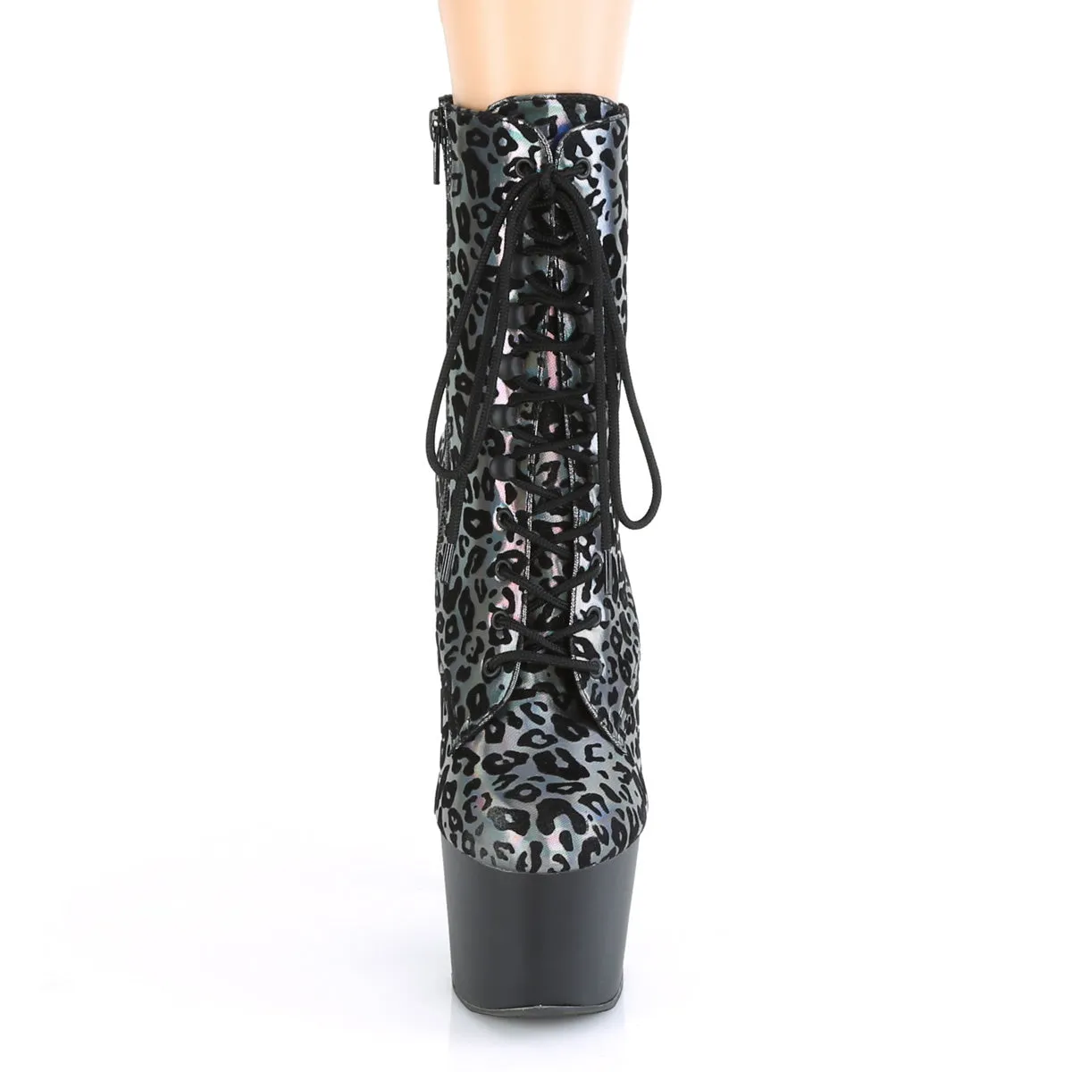 ADORE-1020LP  Pewter Leopard Print Holographic/Black Matte