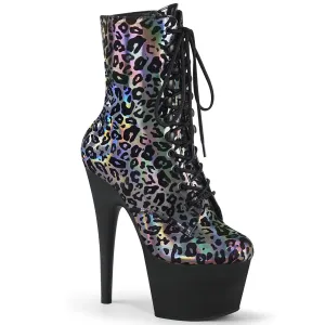 ADORE-1020LP  Pewter Leopard Print Holographic/Black Matte
