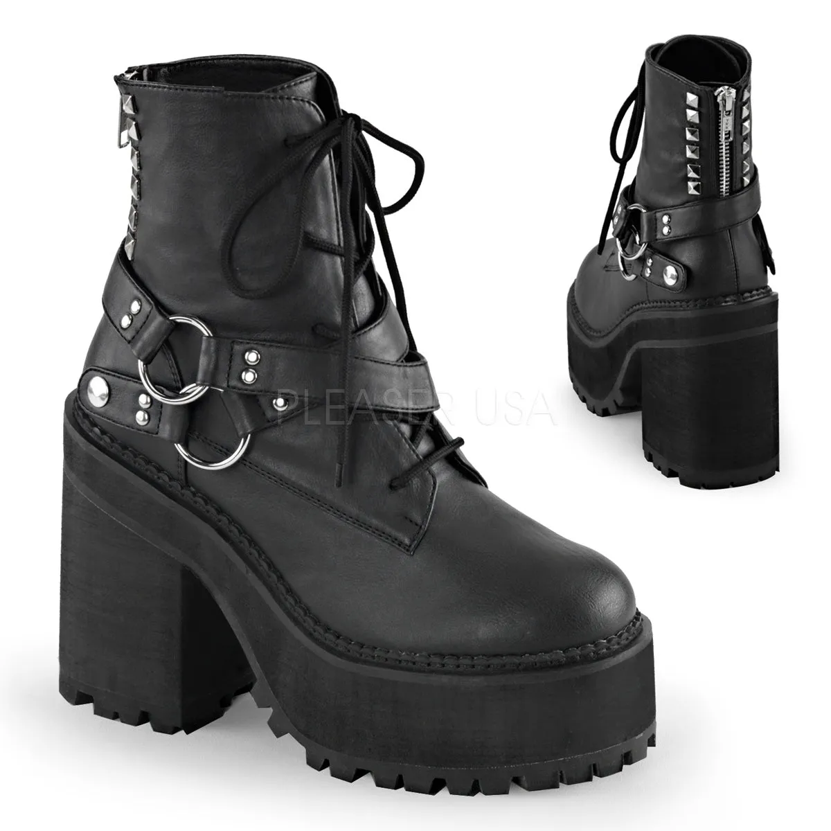 ASSAULT-101  Black Vegan Leather