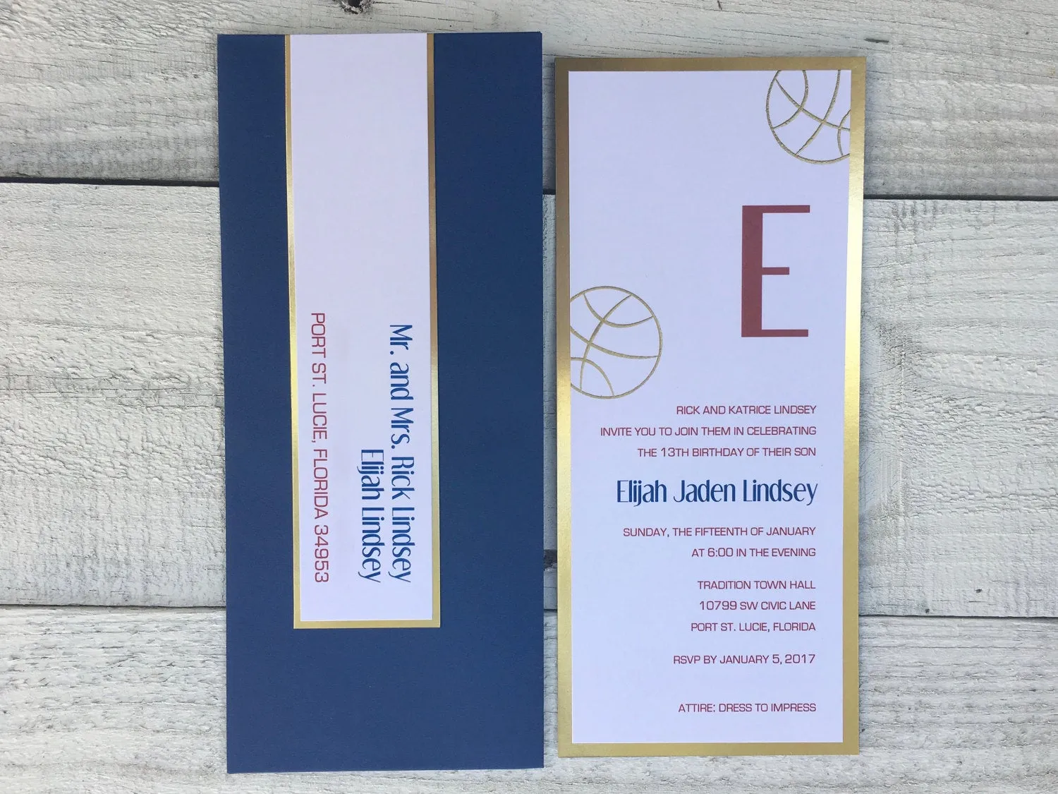 Basketball Bat & Bar Mitzvah Invitation