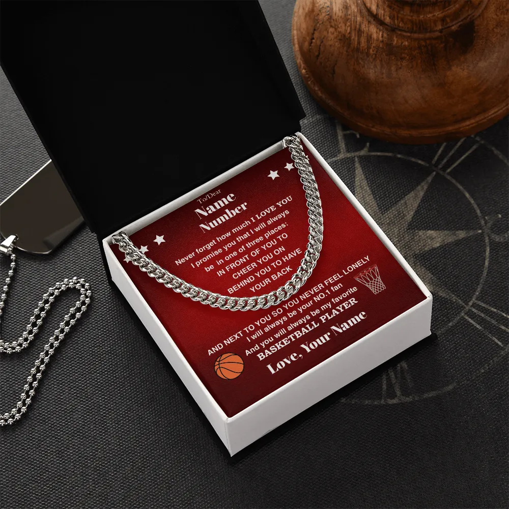 Basketball Gift – Cuban Link Necklace with Personalized Message Box