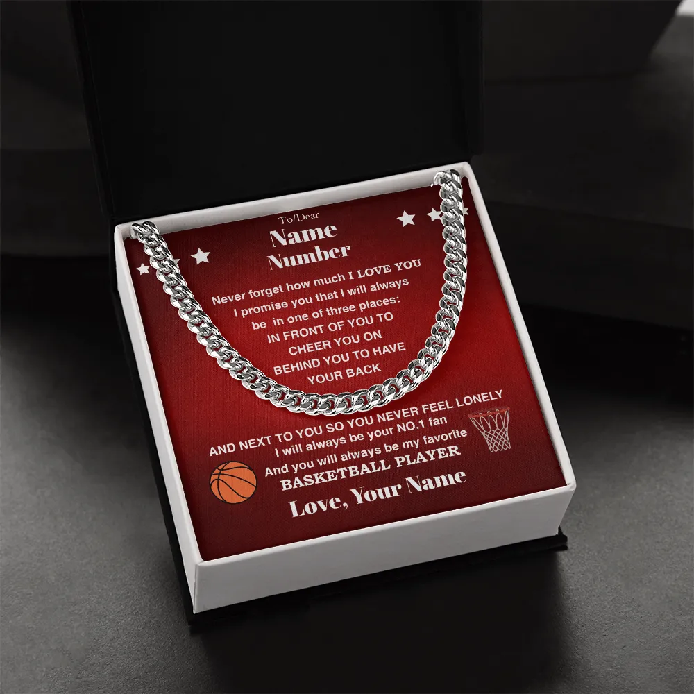 Basketball Gift – Cuban Link Necklace with Personalized Message Box