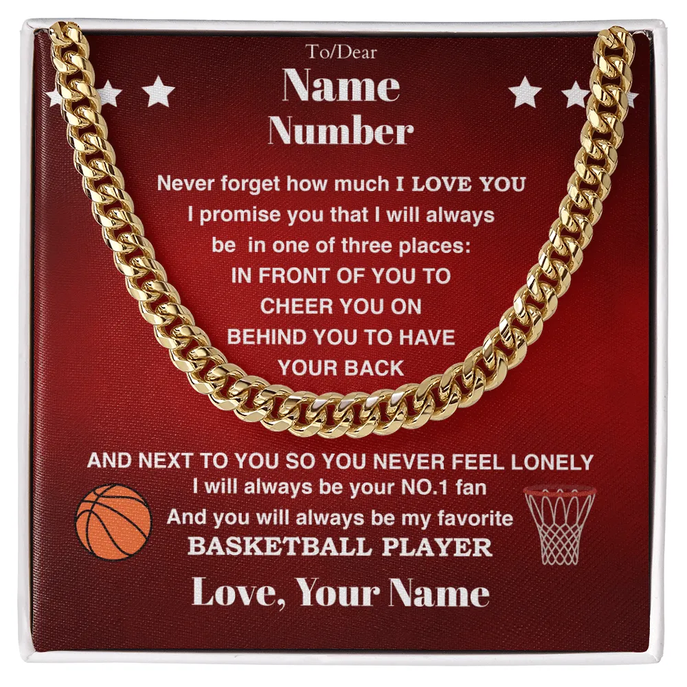 Basketball Gift – Cuban Link Necklace with Personalized Message Box