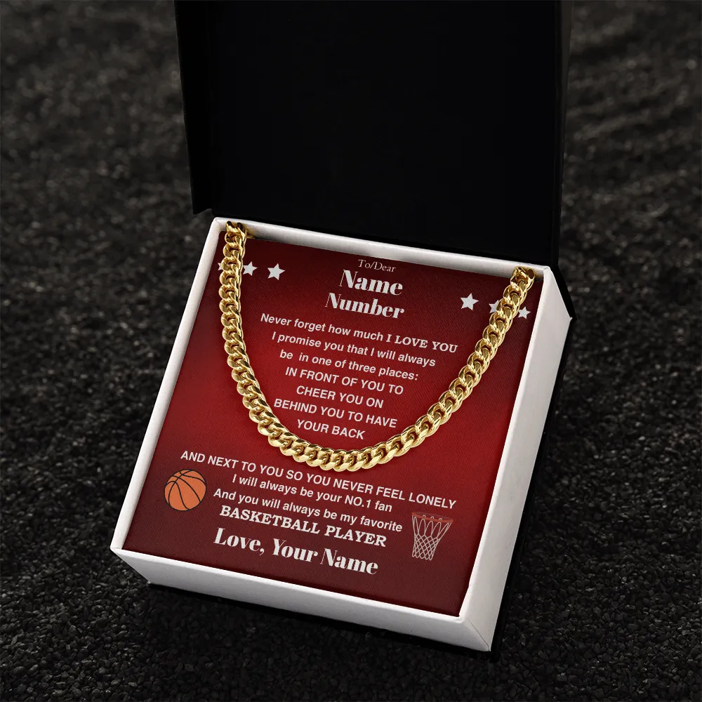 Basketball Gift – Cuban Link Necklace with Personalized Message Box