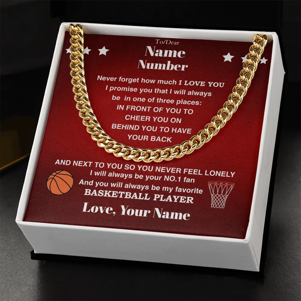 Basketball Gift – Cuban Link Necklace with Personalized Message Box