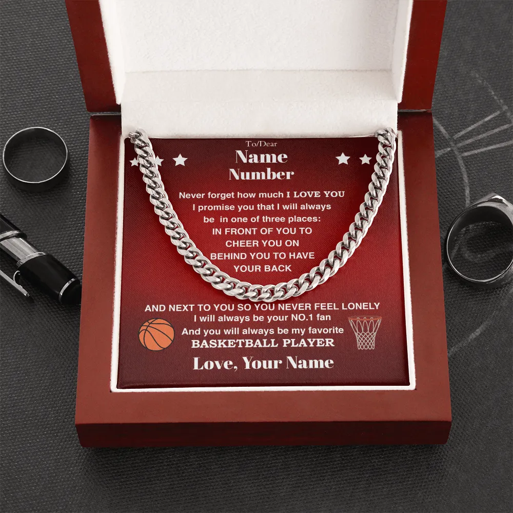 Basketball Gift – Cuban Link Necklace with Personalized Message Box
