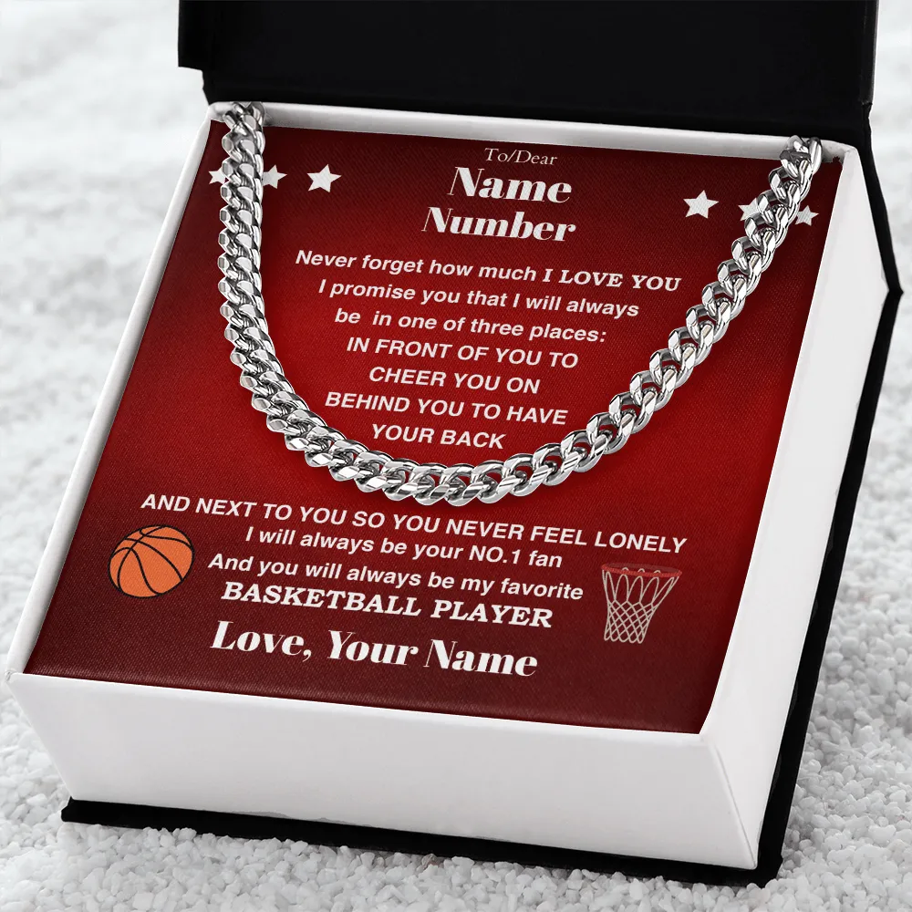 Basketball Gift – Cuban Link Necklace with Personalized Message Box