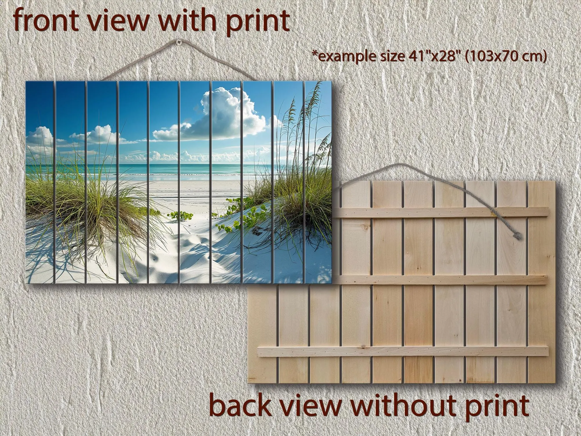 Beach Wood Wall Art - White Dunes And Grass Wood Sign