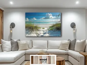 Beach Wood Wall Art - White Dunes And Grass Wood Sign
