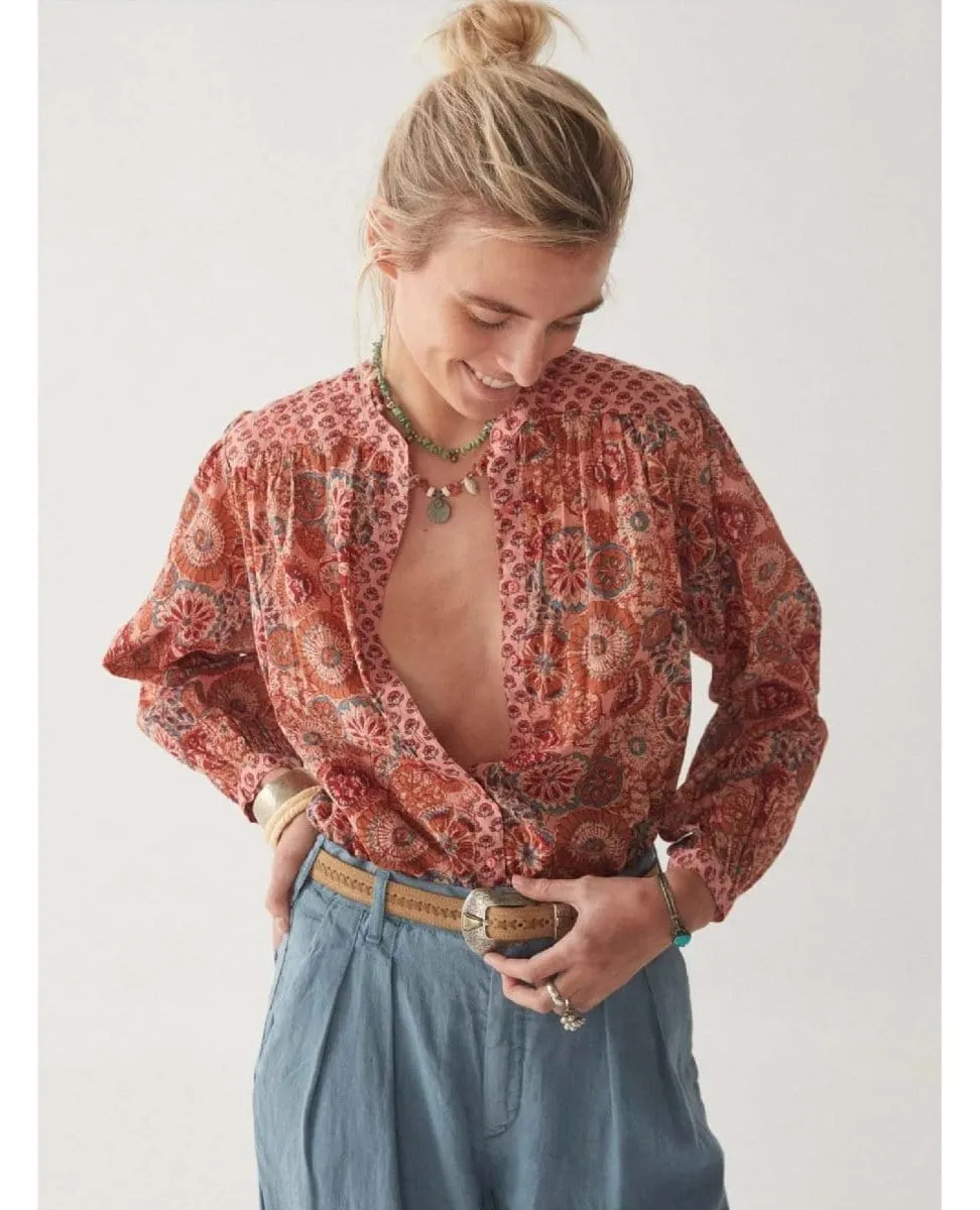 Beatrice Blouse Rust Flamingo