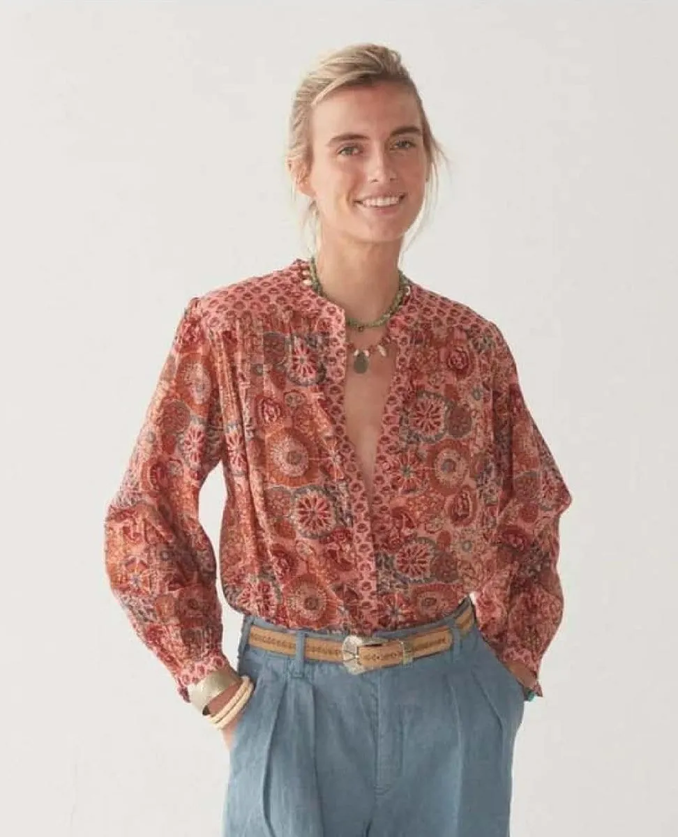 Beatrice Blouse Rust Flamingo