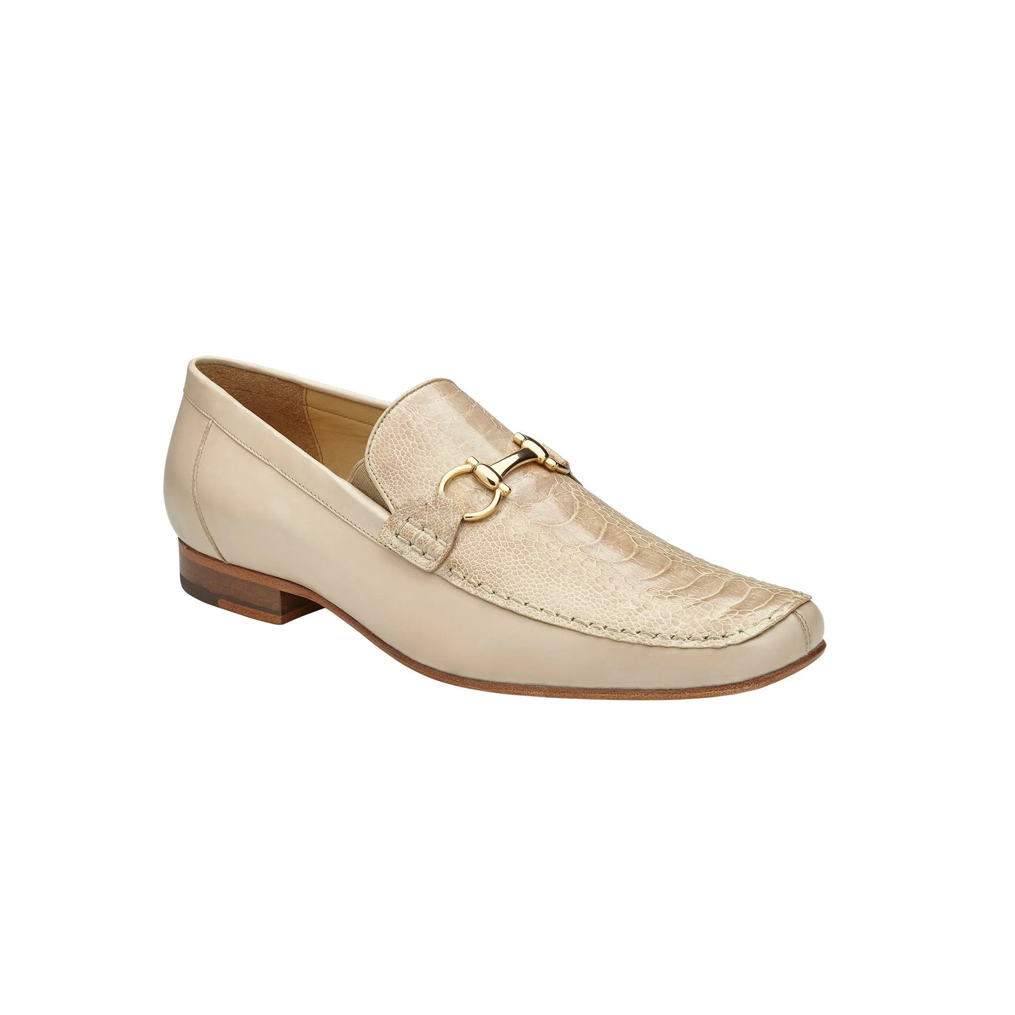 Belvedere Bruno in Cream Genuine Ostrich Leg and Italian Calf Loafers