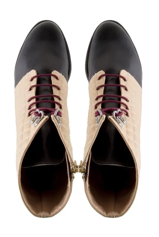 Blanca Vegan Leather Laced Ankle Boots | Stone