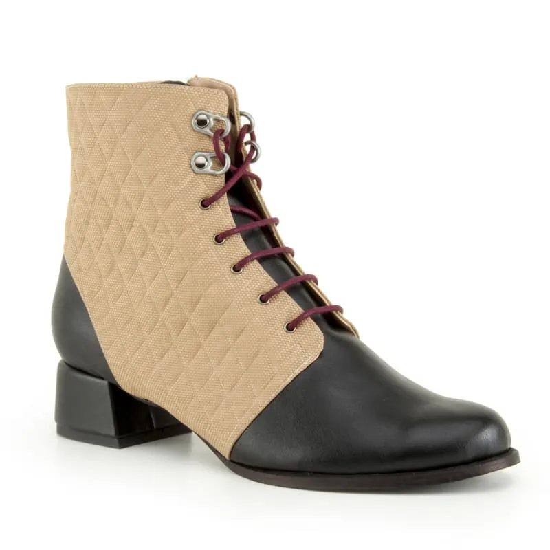 Blanca Vegan Leather Laced Ankle Boots | Stone