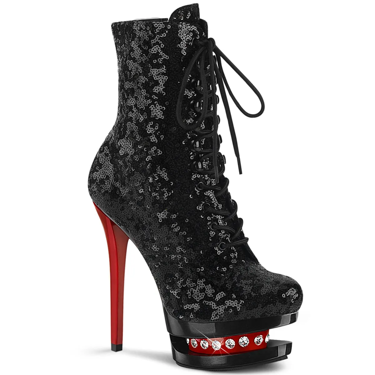 BLONDIE-R-1020  Black Sequins/Black-Red