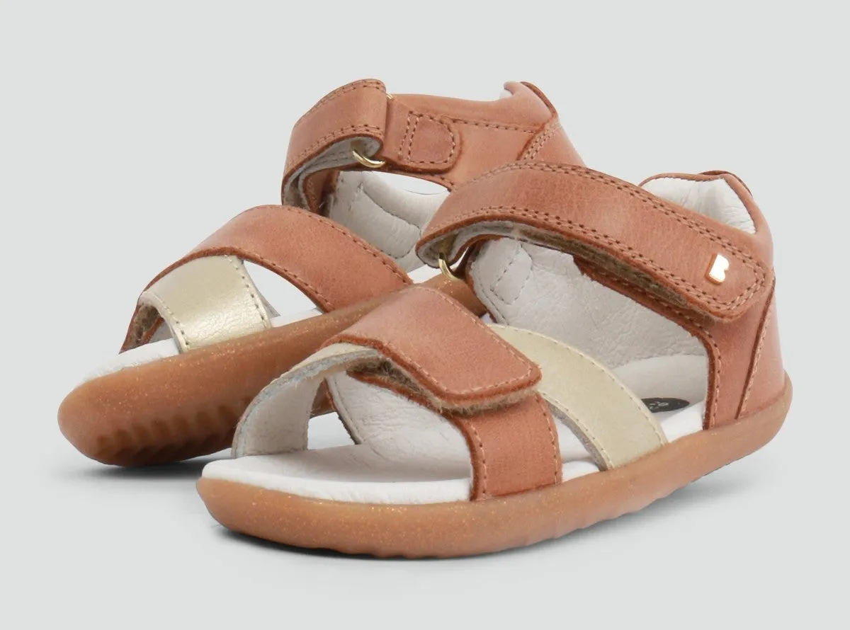 Bobux  SU Caramel With Misty Gold Sail Open Toe sandal