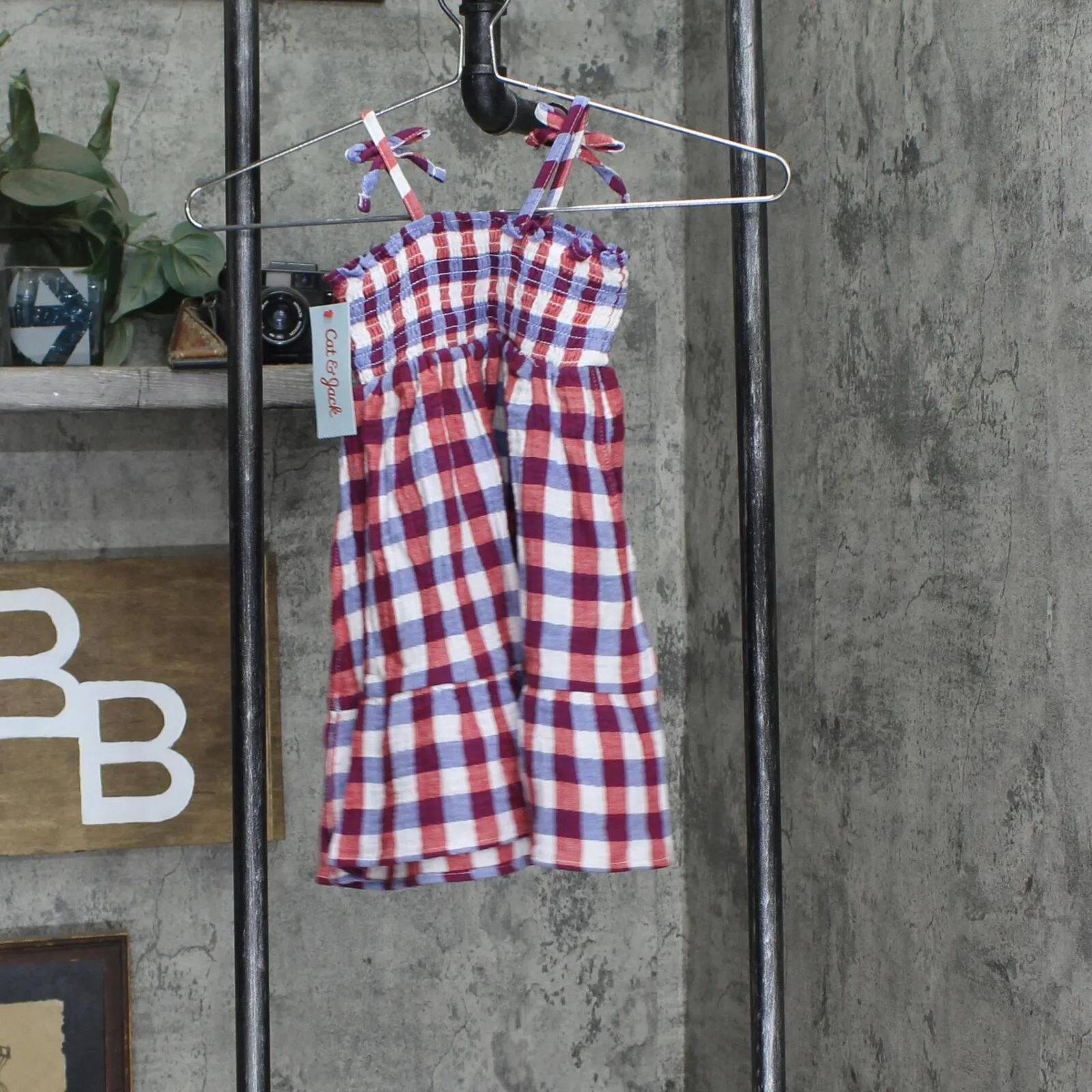 Cat & Jack Toddler Girls Plaid Smocked Tank Top Dress 84626370