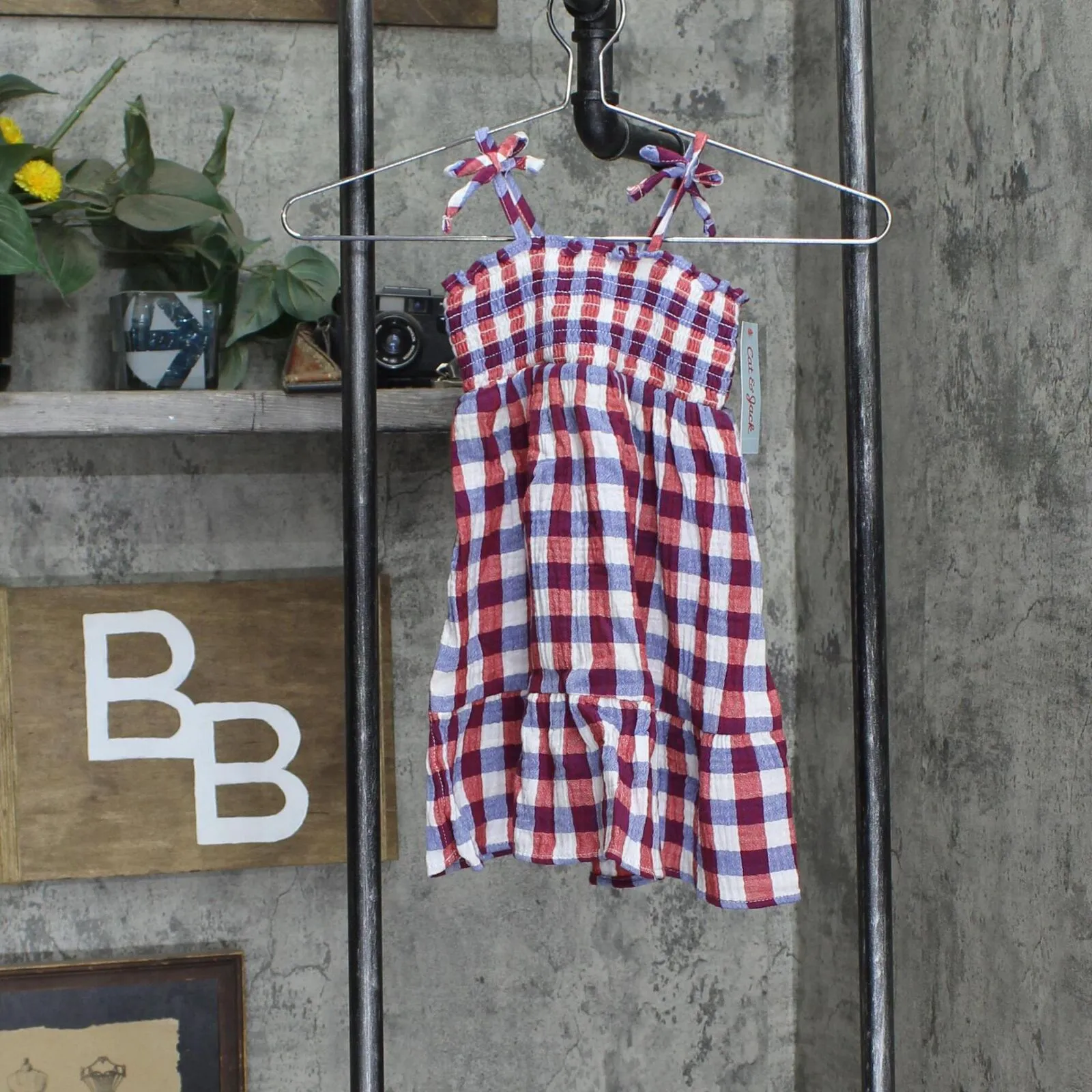 Cat & Jack Toddler Girls Plaid Smocked Tank Top Dress 84626370