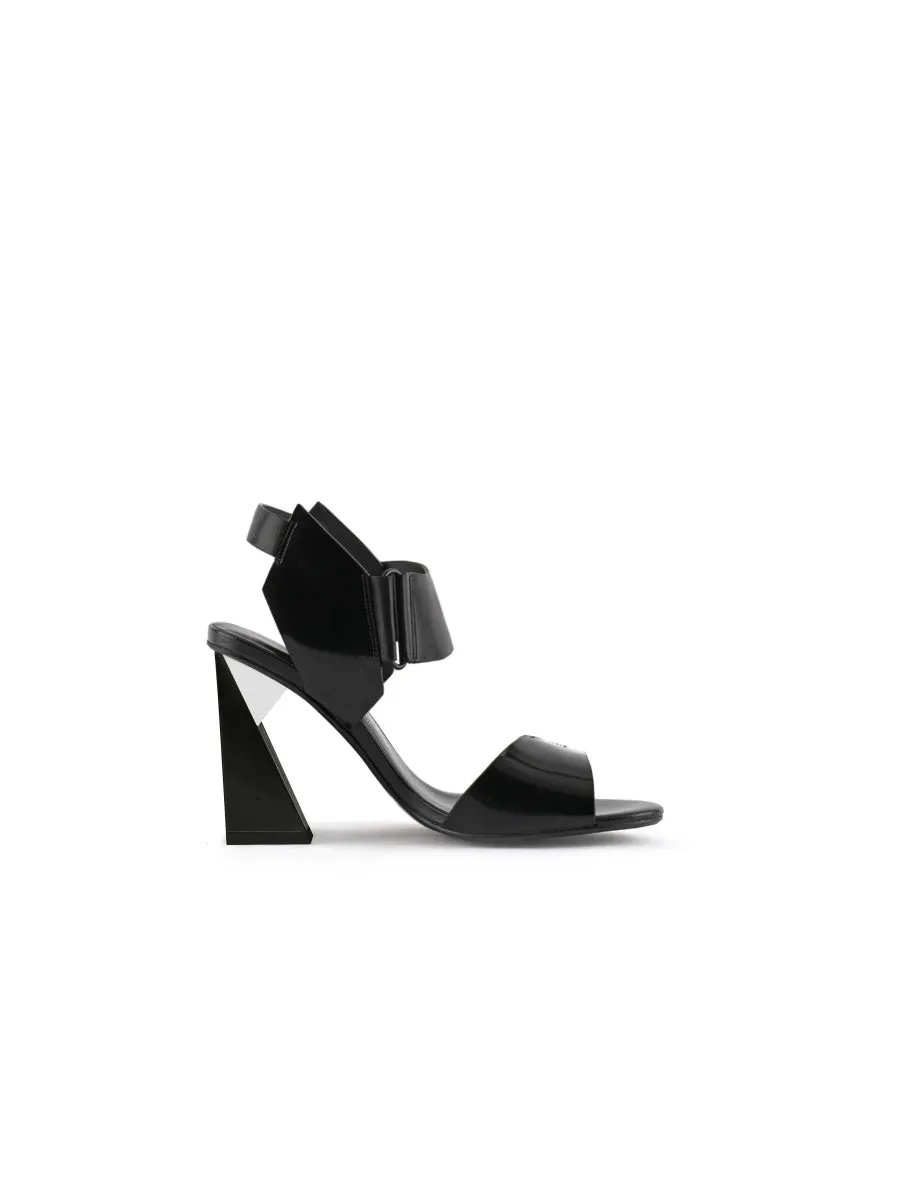 Cheska Black Leather Heel