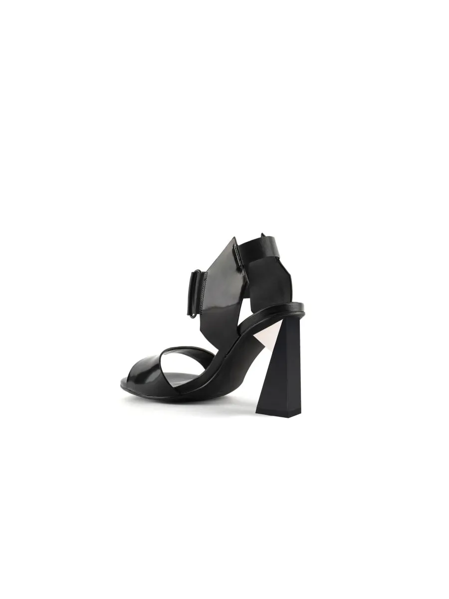 Cheska Black Leather Heel