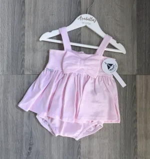'Chloe' Pink Cotton Bow 2 Piece Outfit
