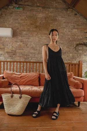 Ciara Strappy Black Sun Dress