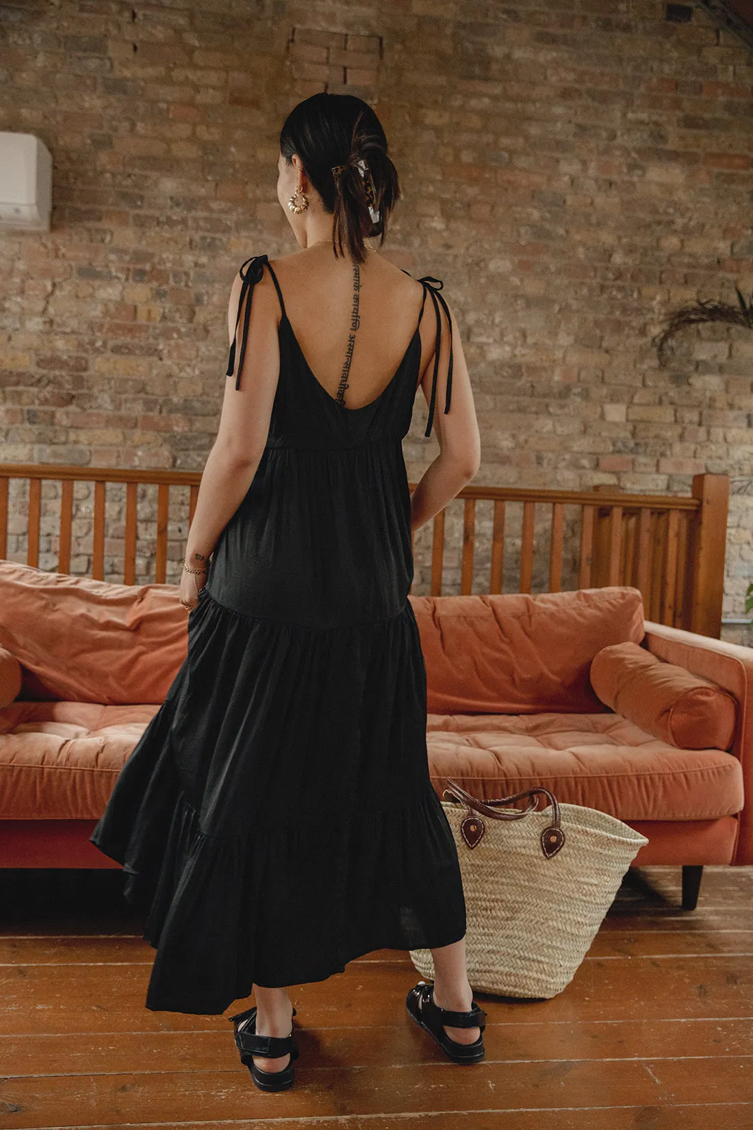 Ciara Strappy Black Sun Dress