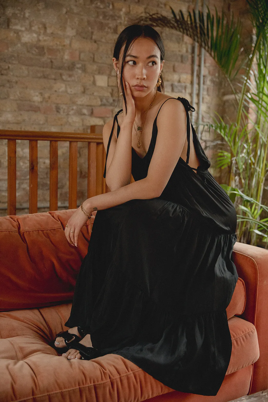 Ciara Strappy Black Sun Dress