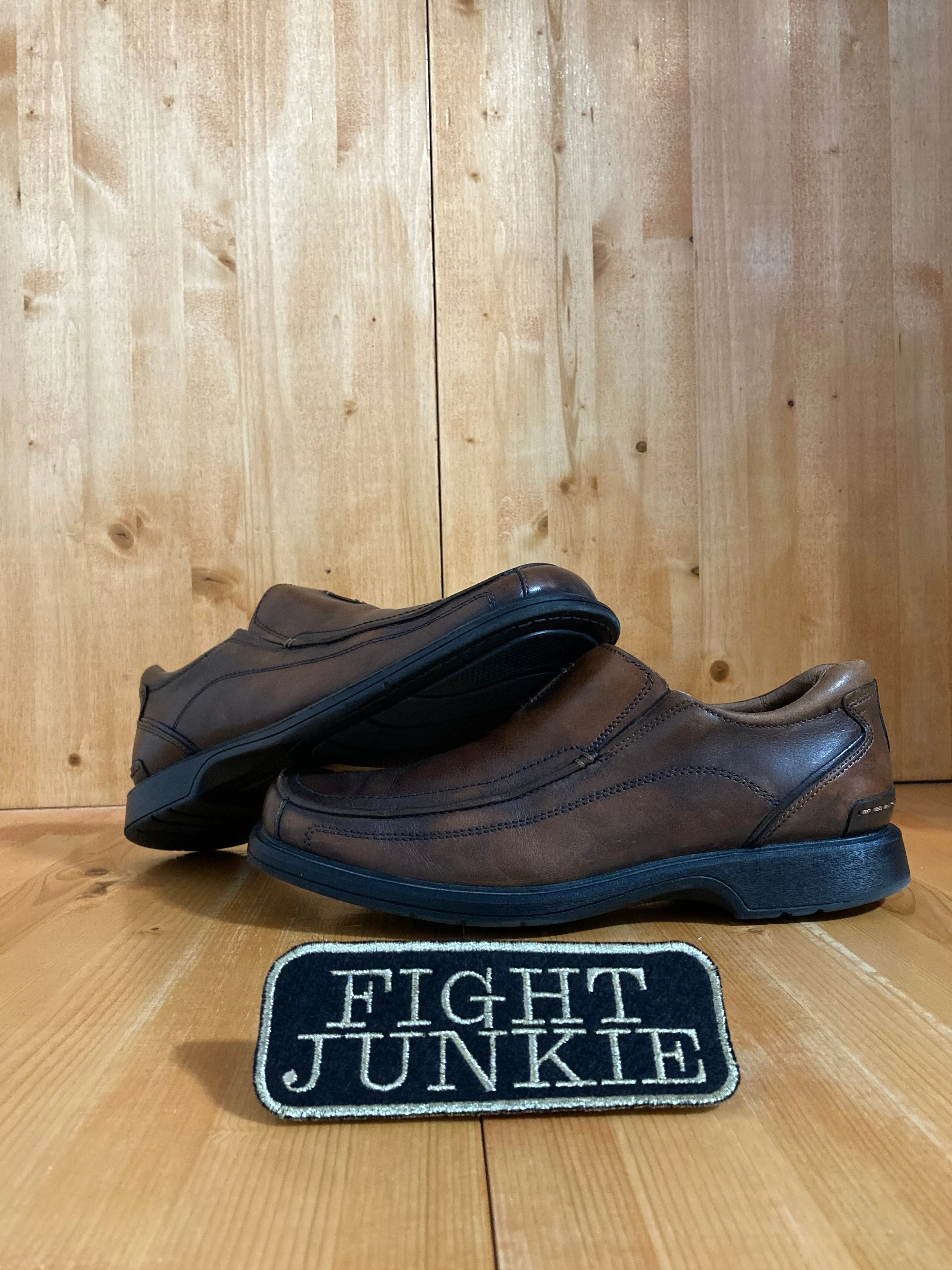 CLARKS ENGLAND CODE Men's Size 10.5M Leather Casual Slip On Shoes Sneakers Loafers Brown