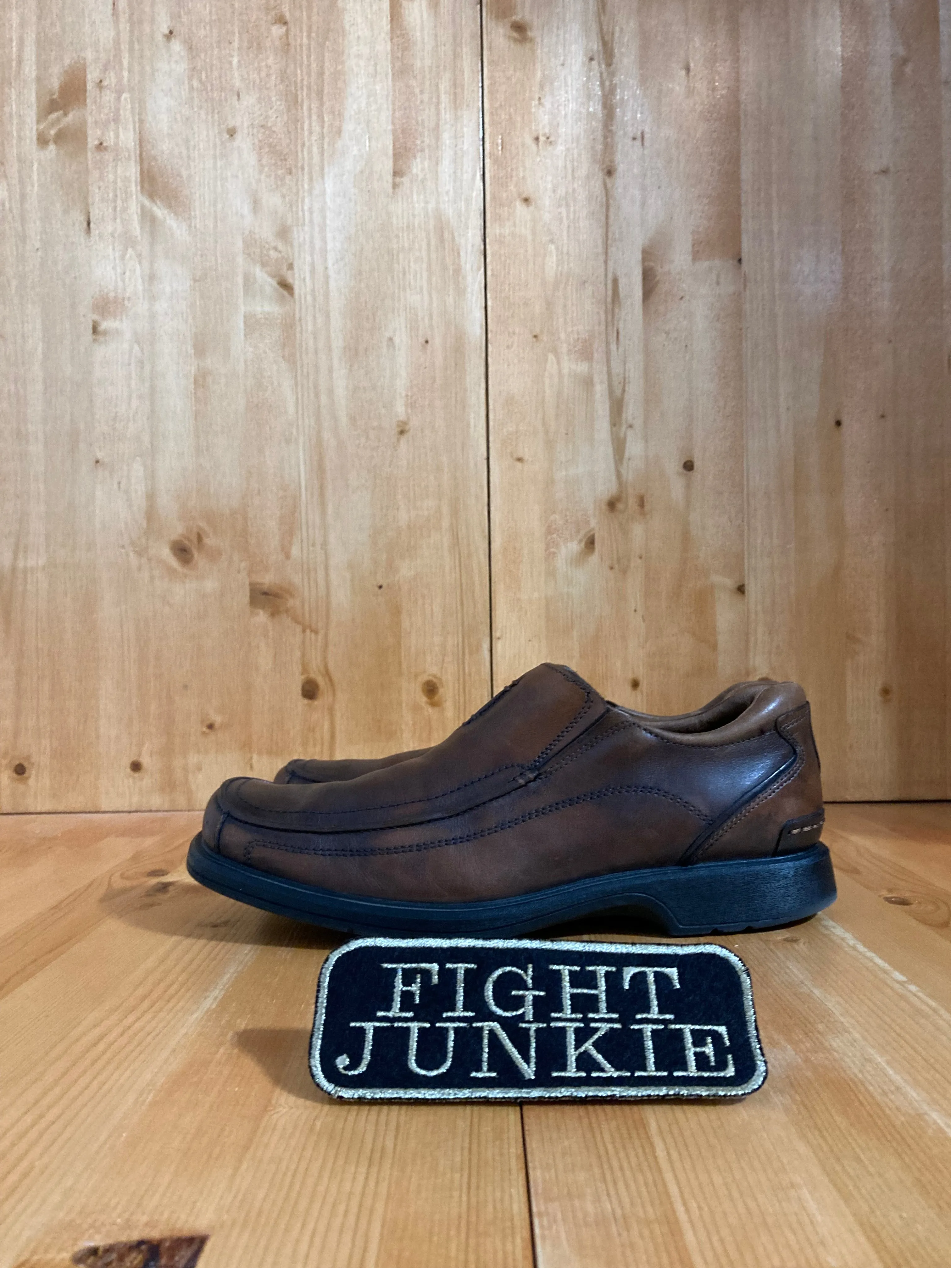 CLARKS ENGLAND CODE Men's Size 10.5M Leather Casual Slip On Shoes Sneakers Loafers Brown