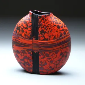 Convergence Series in Obsidian Trace Handblown Glass Vase by Thomas Spake Studios