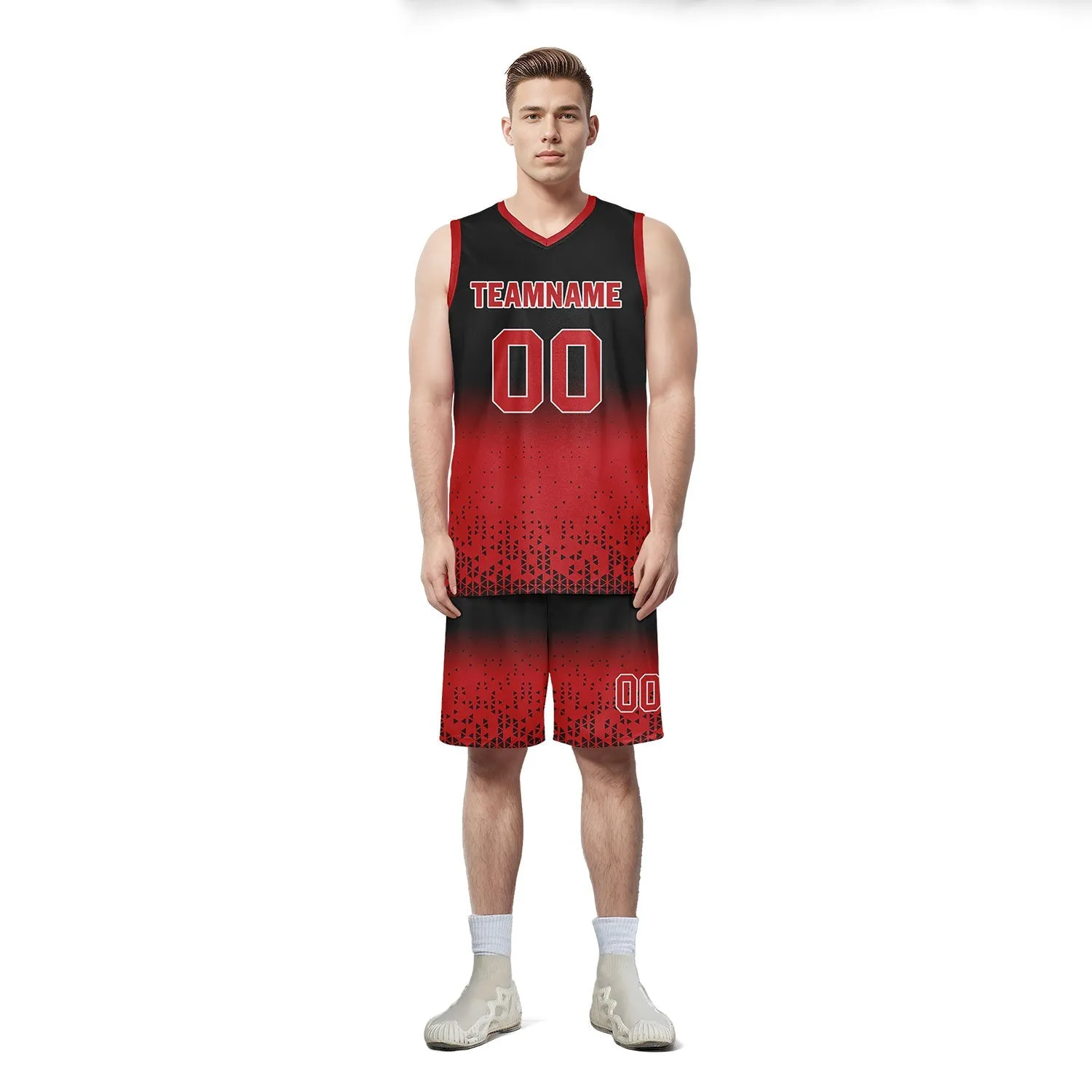 Custom Black Red Fade Fashion Sports Uniform Basketball Jersey BBJ01-D020102-4