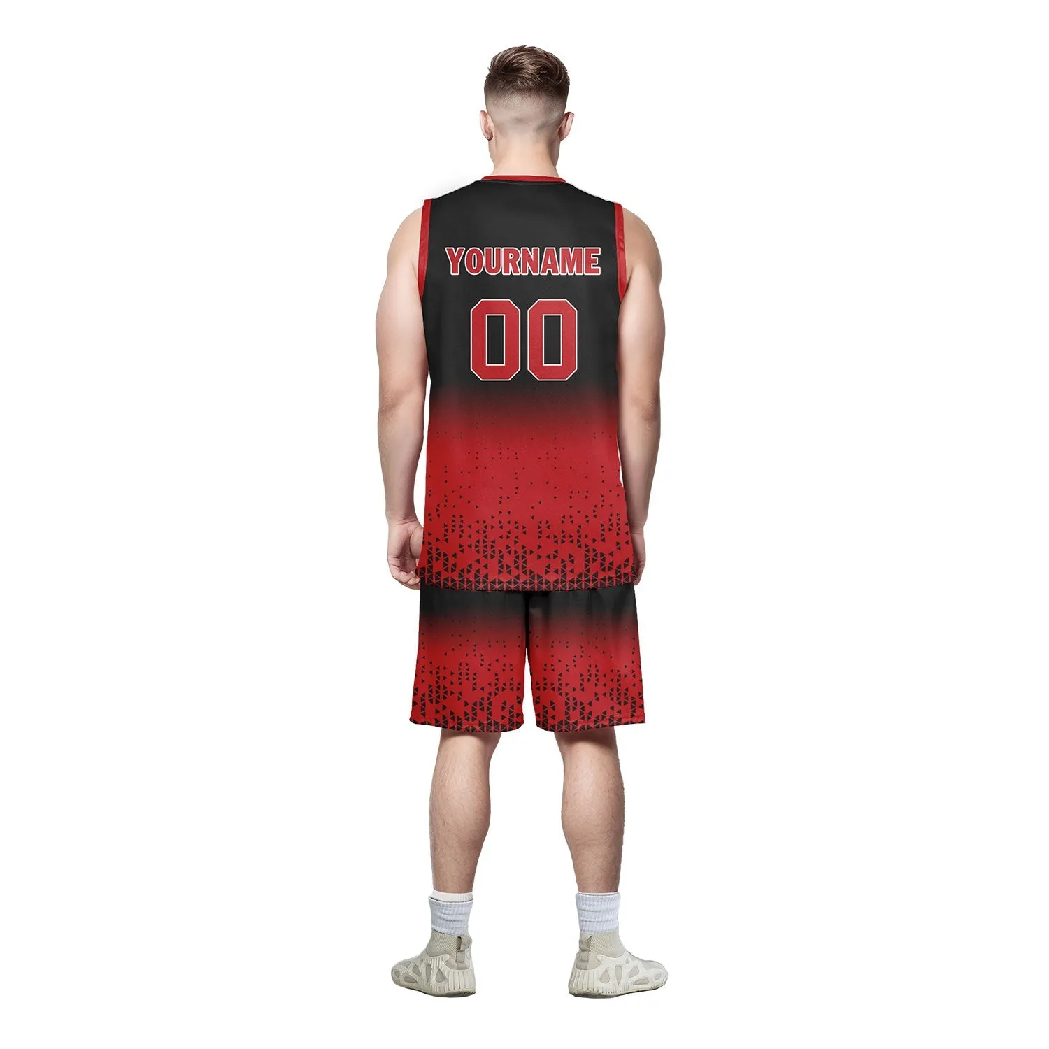 Custom Black Red Fade Fashion Sports Uniform Basketball Jersey BBJ01-D020102-4