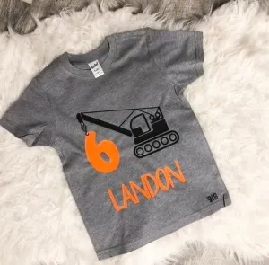 Customized Birthday Construction Truck Theme Kid’s Shirt
