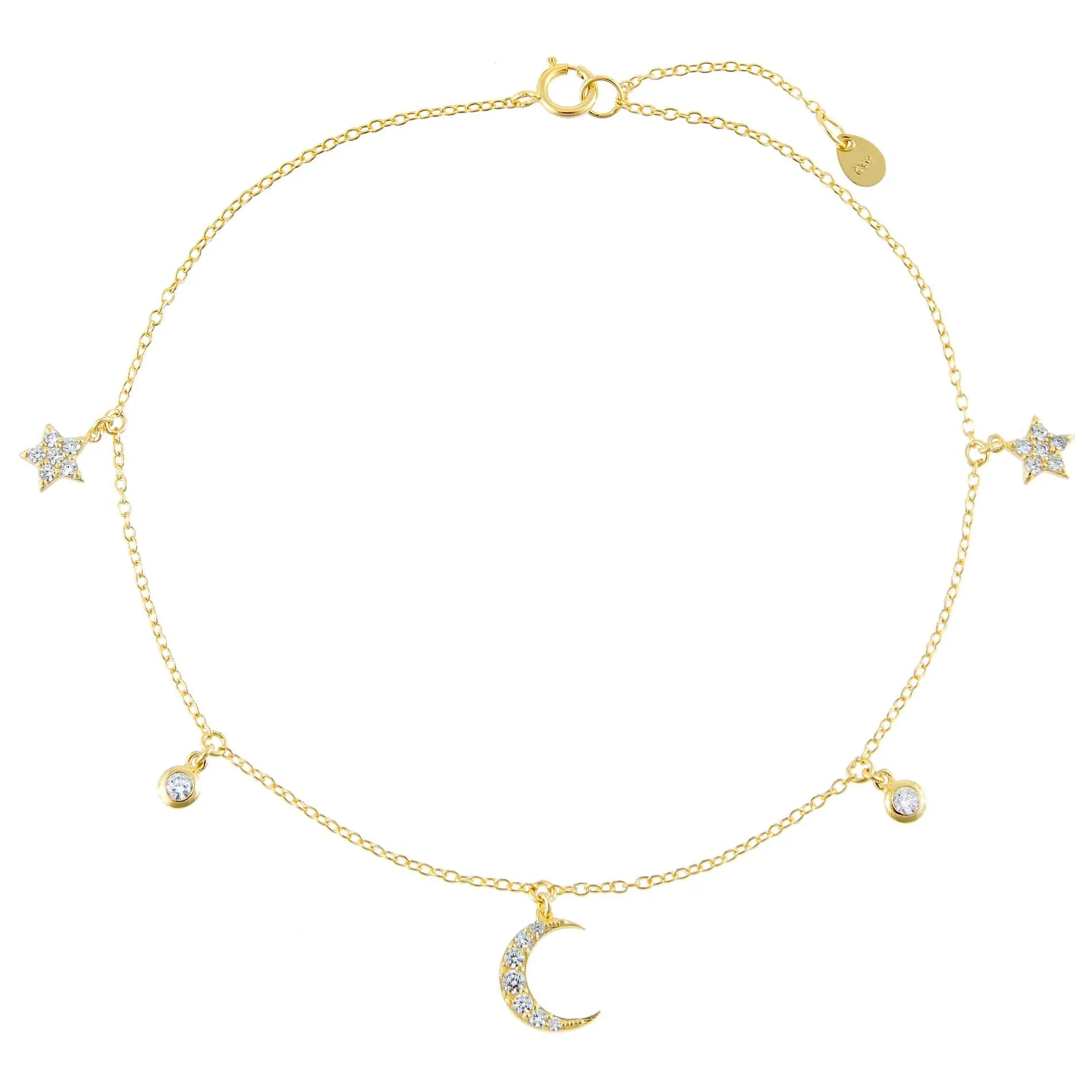 CZ Celestial Dangling Charms Anklet