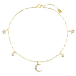 CZ Celestial Dangling Charms Anklet